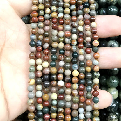 CJP511 Polychrome Jasper Beads Smooth Round 4mm 15" Strand