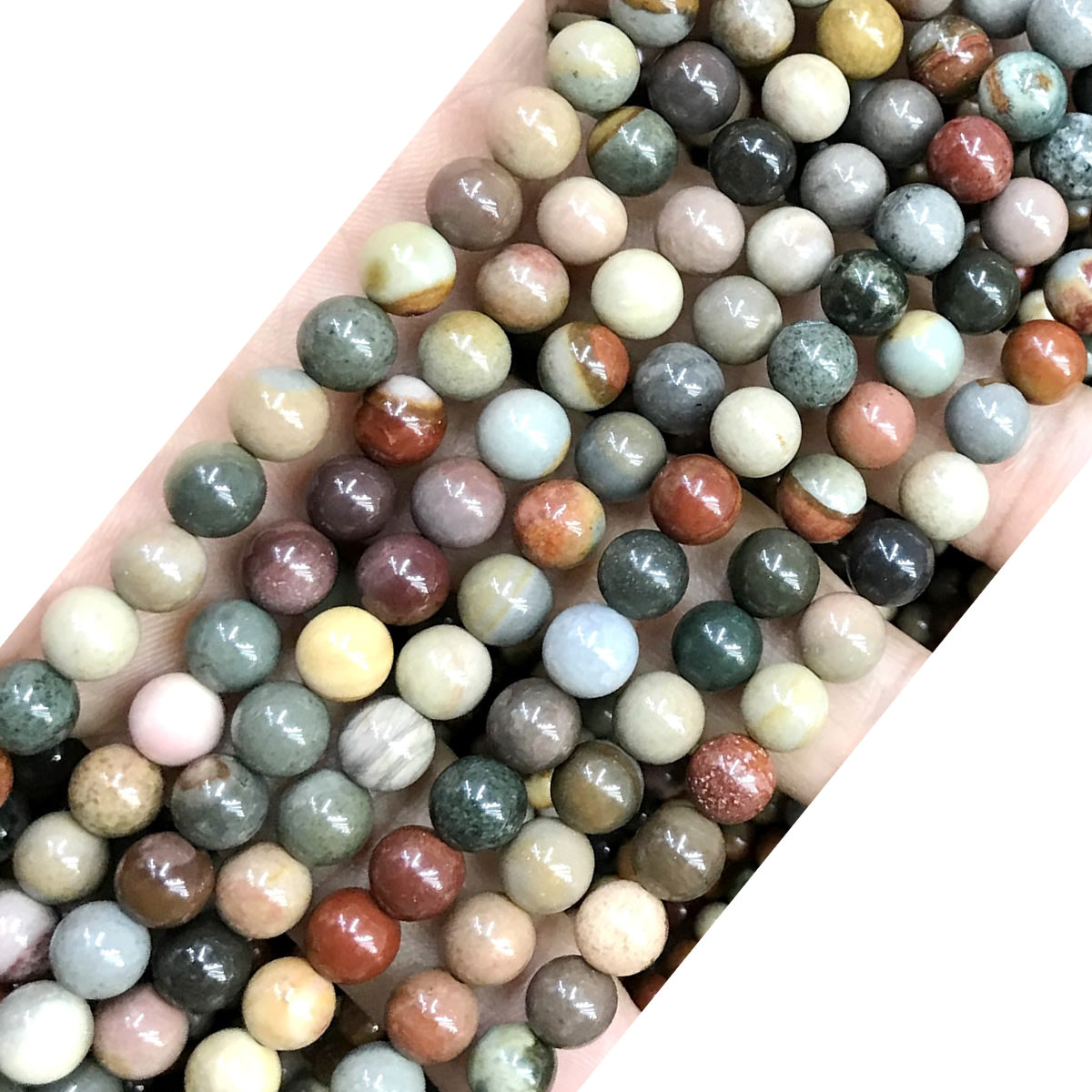 CJP512 Polychrome Jasper Beads Smooth Round 6mm 15" Strand