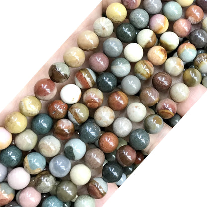 CJP513 Polychrome Jasper Beads Smooth Round 8mm 15" Strand