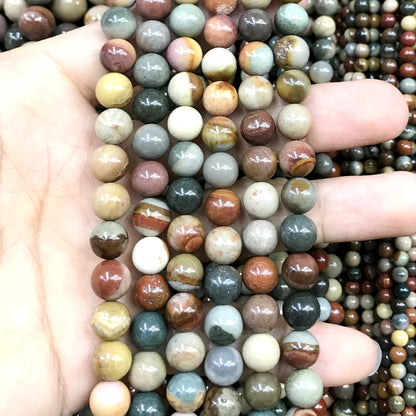 CJP513 Polychrome Jasper Beads Smooth Round 8mm 15" Strand