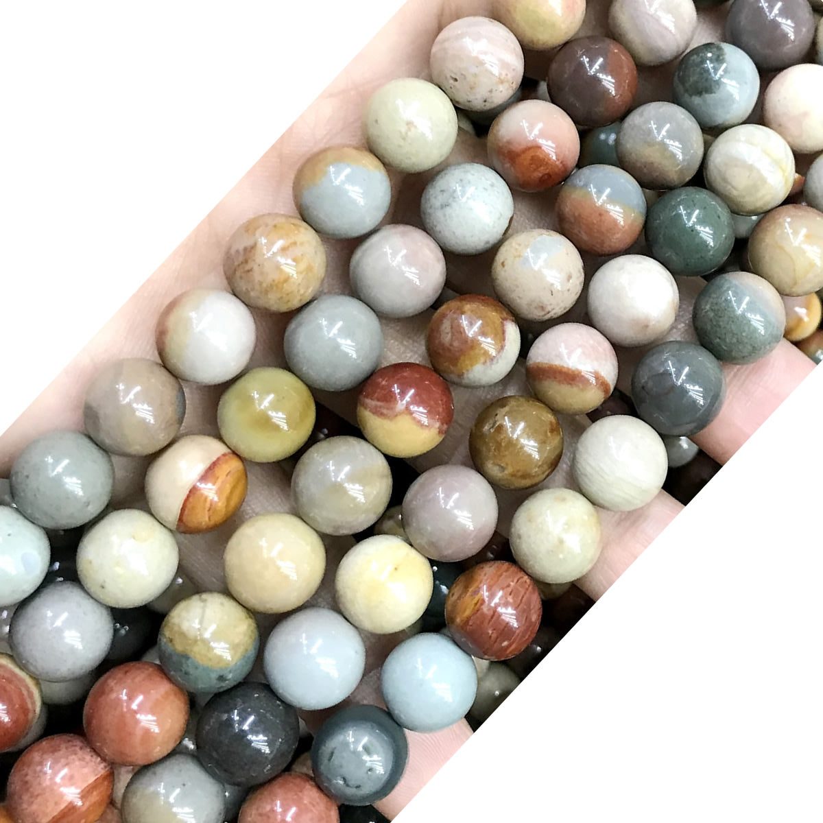 CJP514 Polychrome Jasper Beads Smooth Round 10mm 15" Strand