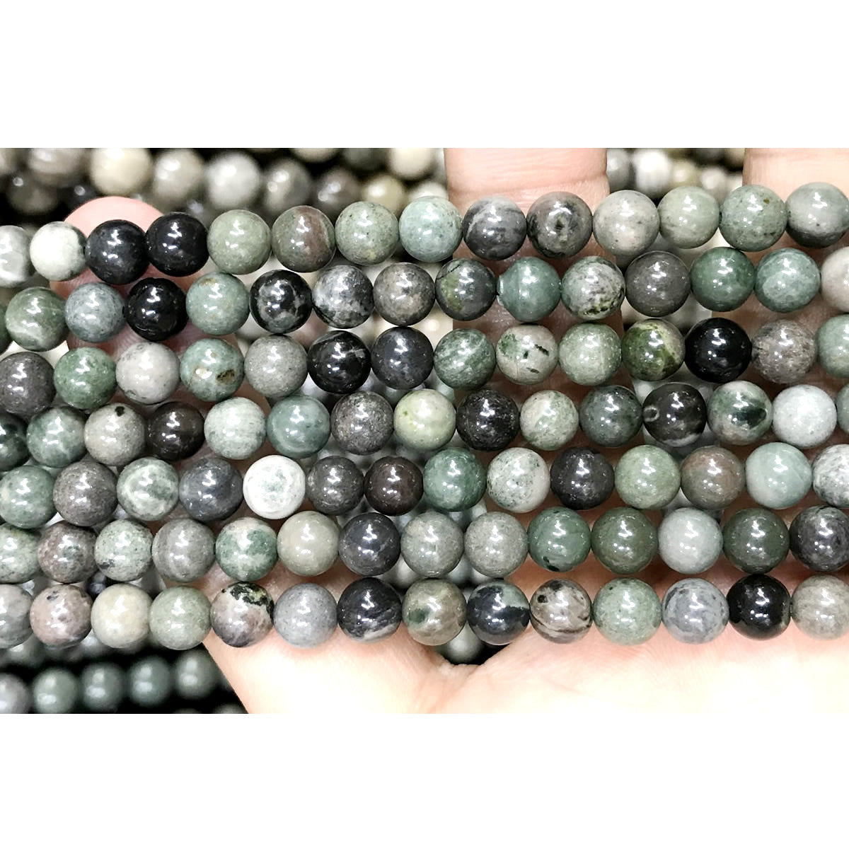 CJP520 Green Forest Jasper Beads Smooth Round 6mm 15" Strand