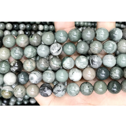 CJP522 Green Forest Jasper Beads Smooth Round 10mm 15" Strand