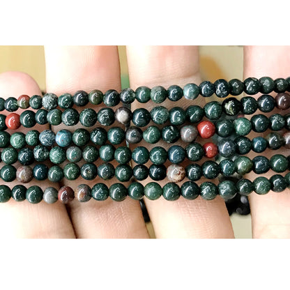 CJP526 Indian Bloodstone Jasper Beads Smooth Round 4mm 15" Strand