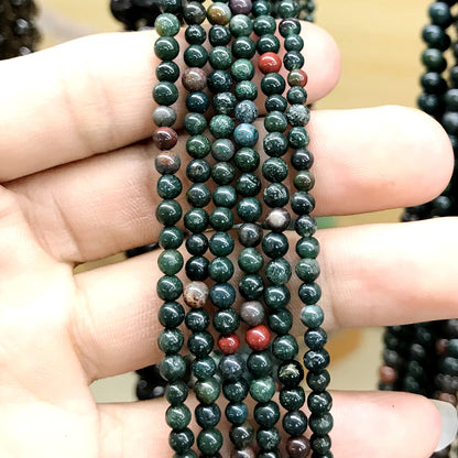 CJP526 Indian Bloodstone Jasper Beads Smooth Round 4mm 15" Strand