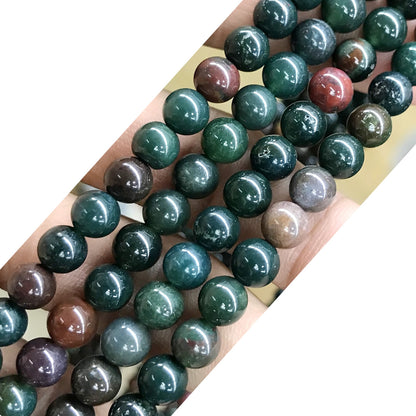 CJP527 Indian Bloodstone Jasper Beads Smooth Round 6mm 15" Strand