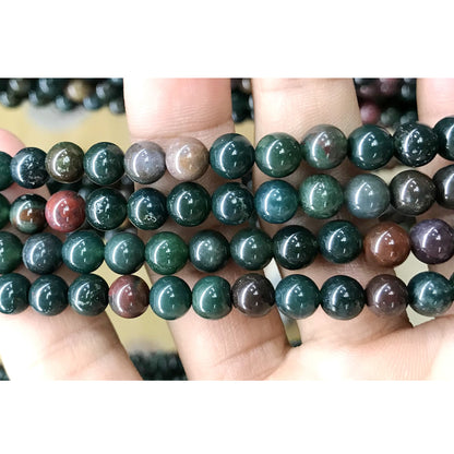 CJP527 Indian Bloodstone Jasper Beads Smooth Round 6mm 15" Strand