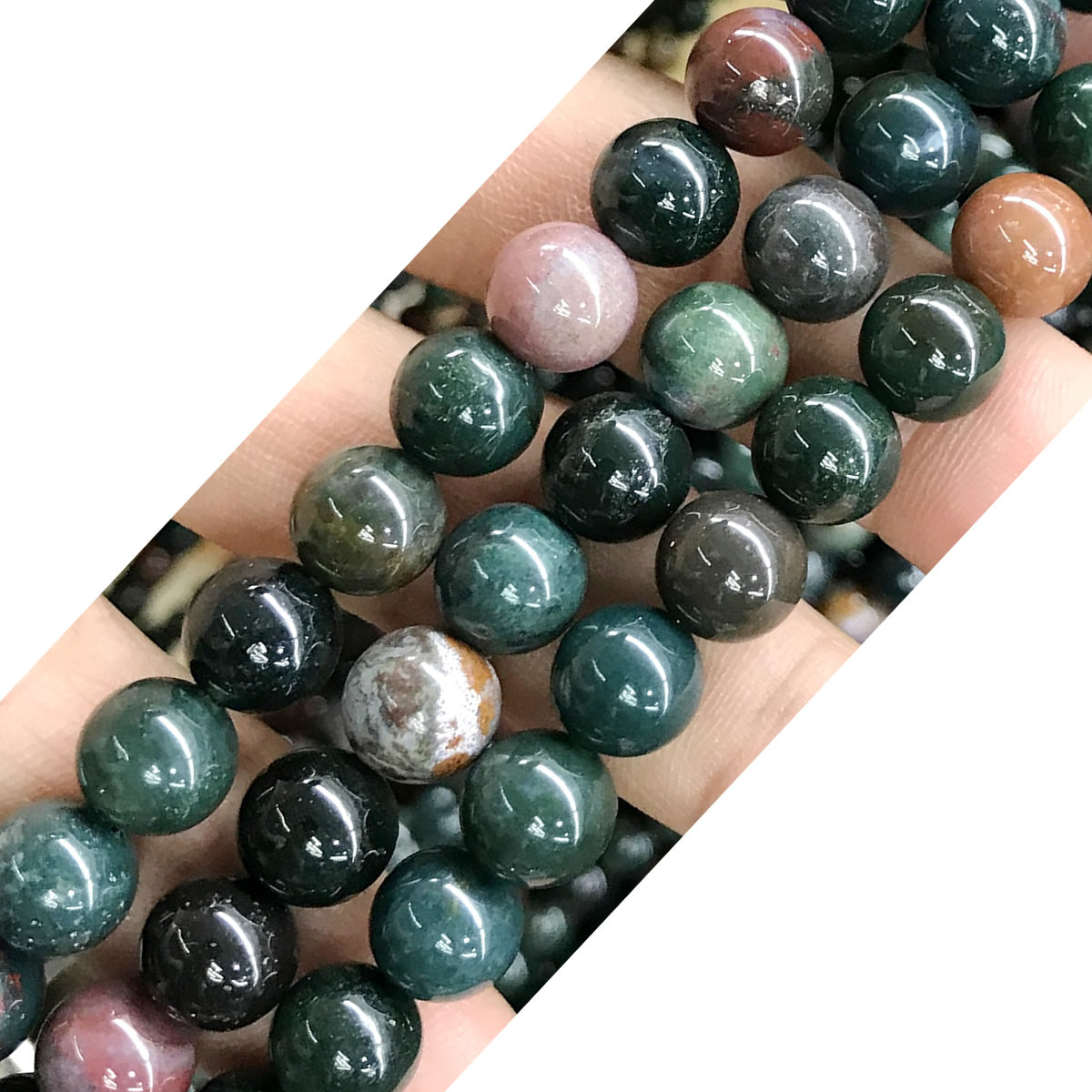 CJP528 Indian Bloodstone Jasper Beads Smooth Round 8mm 15" Strand