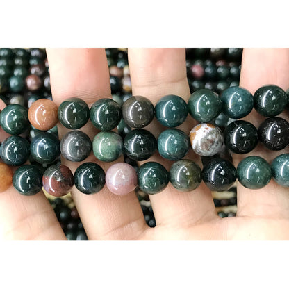 CJP528 Indian Bloodstone Jasper Beads Smooth Round 8mm 15" Strand