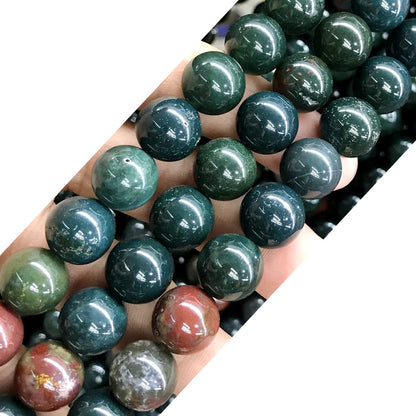 CJP530 Indian Bloodstone Jasper Beads Smooth Round 12mm 15" Strand