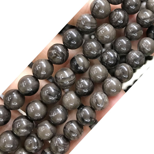 CJP537 Coffee Wood Jasper Beads Smooth Round 8mm 15" Strand