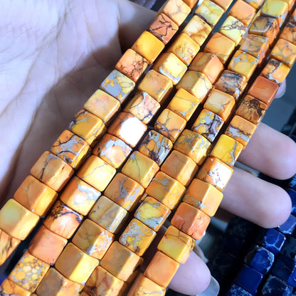 CJP555 Sea Sediment Jasper Beads Smooth Cube 8*8mm 15" Strand