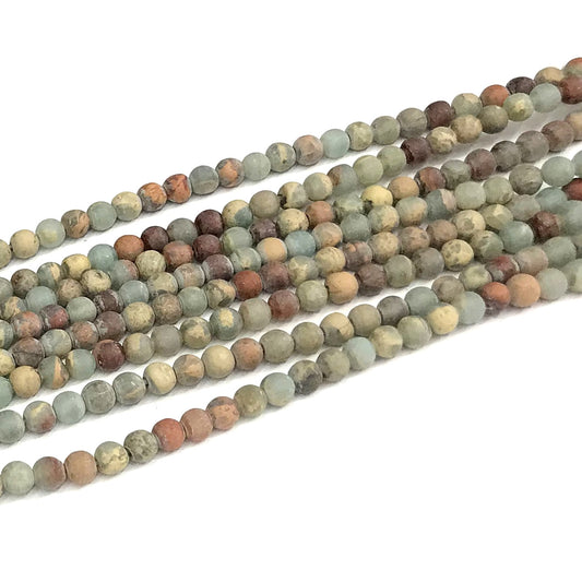 CJP565 Serpentine Jasper Beads Matte Round 4mm 15" Strand