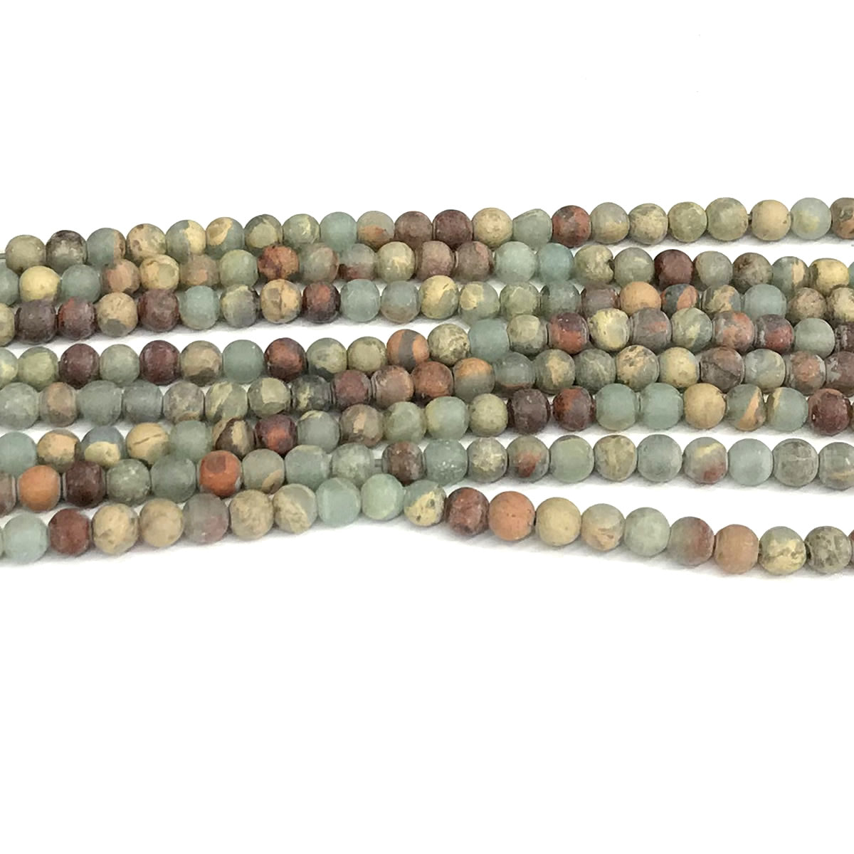 CJP565 Serpentine Jasper Beads Matte Round 4mm 15" Strand