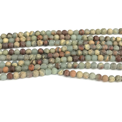 CJP565 Serpentine Jasper Beads Matte Round 4mm 15" Strand