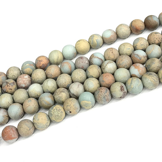 CJP568 Serpentine Jasper Beads Matte Round 10mm 15" Strand