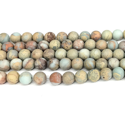 CJP568 Serpentine Jasper Beads Matte Round 10mm 15" Strand