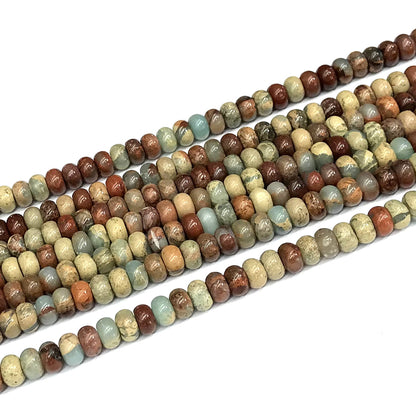 CJP571 Serpentine Jasper Beads Smooth Rondelle 4x6mm 15" Strand