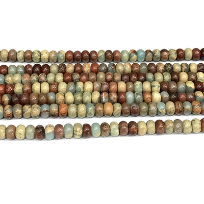 CJP571 Serpentine Jasper Beads Smooth Rondelle 4x6mm 15" Strand