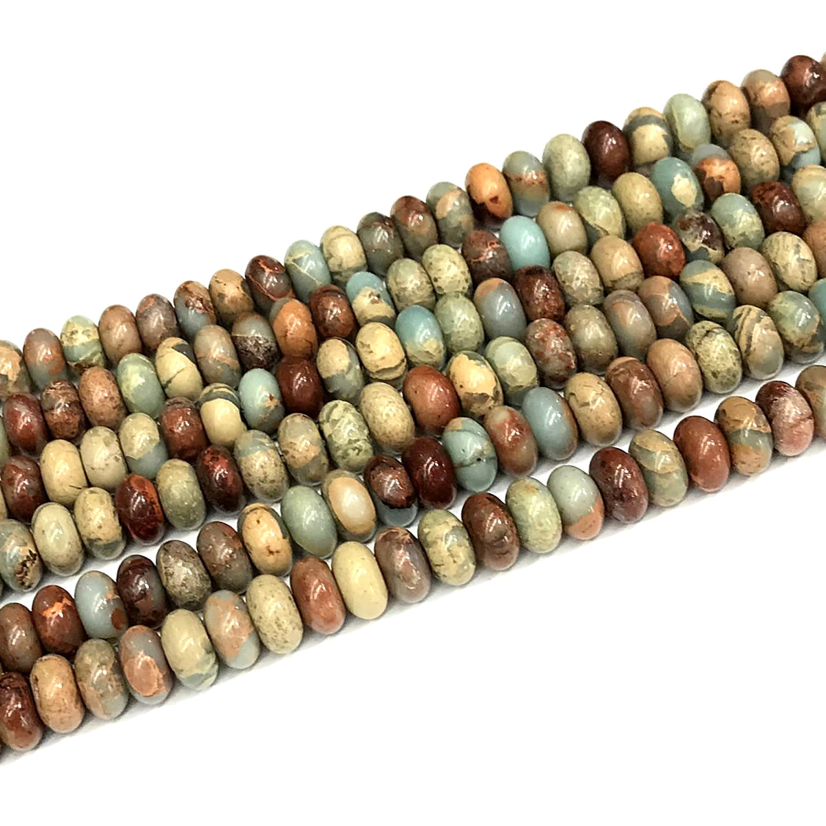 CJP572 Serpentine Jasper Beads Smooth Rondelle 5x8mm 15" Strand