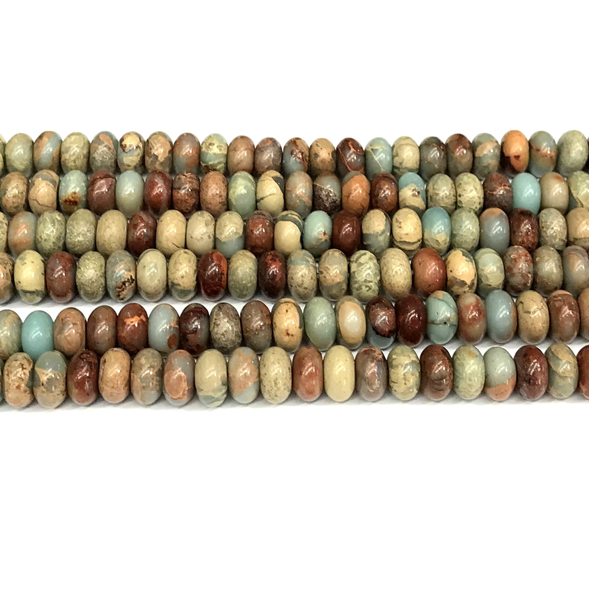 CJP572 Serpentine Jasper Beads Smooth Rondelle 5x8mm 15" Strand