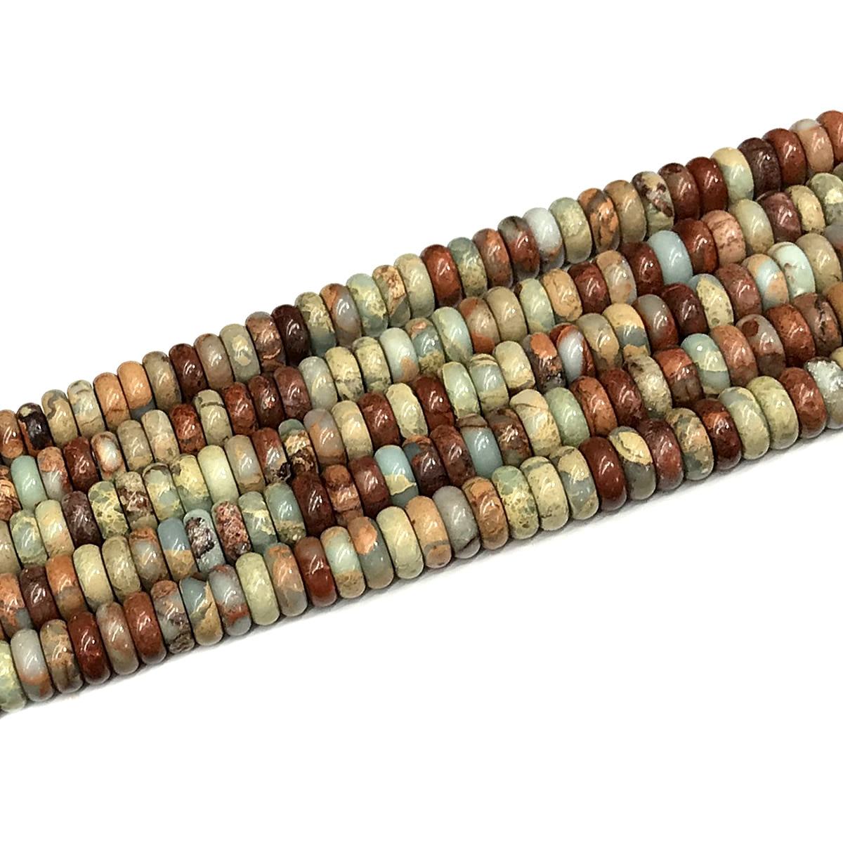 CJP575 Serpentine Jasper Beads Smooth Rondelle 3x8mm 15" Strand