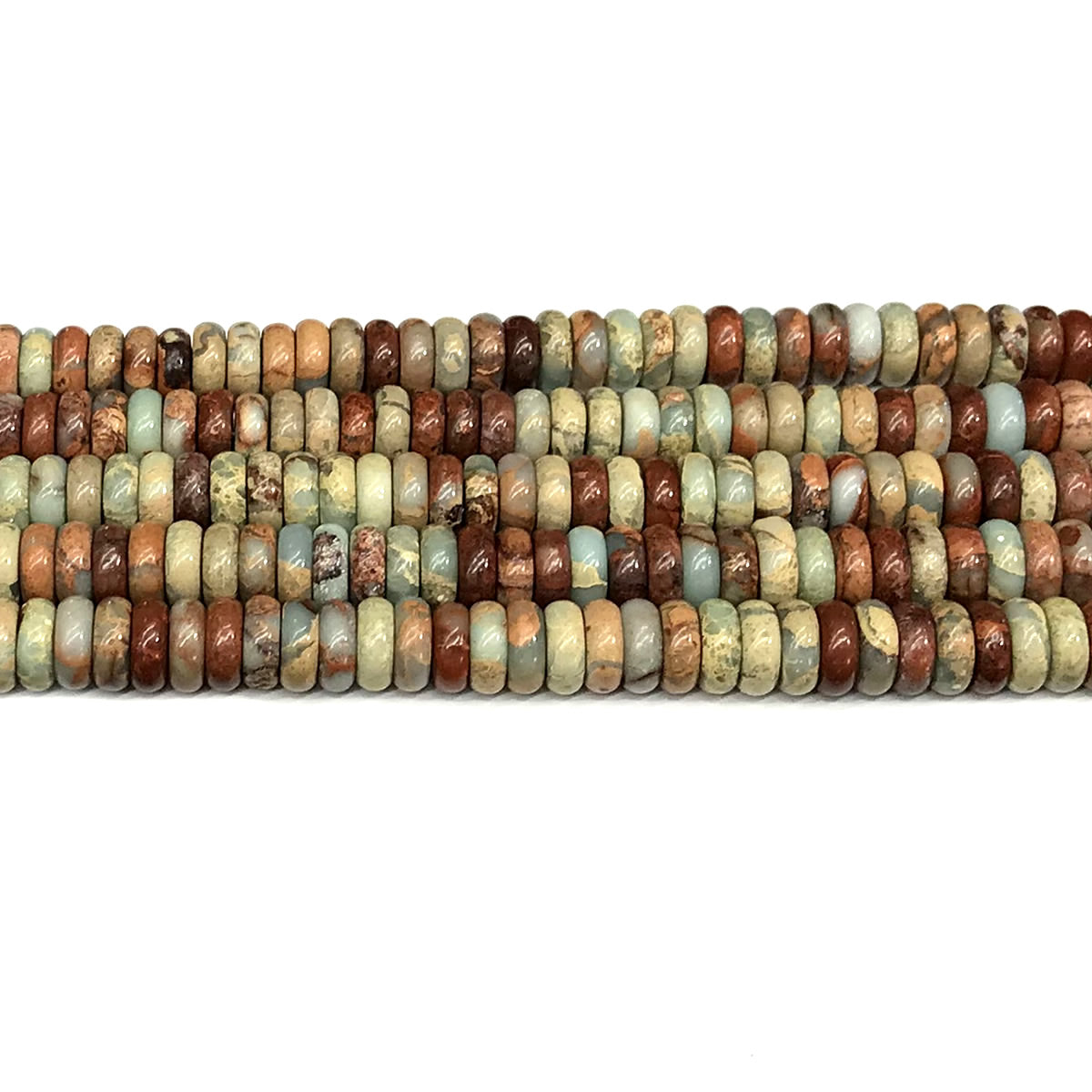 CJP575 Serpentine Jasper Beads Smooth Rondelle 3x8mm 15" Strand