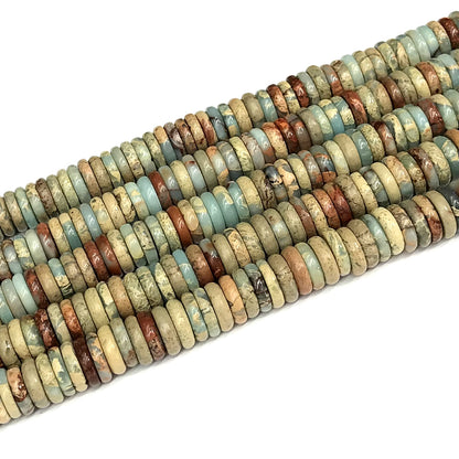 CJP576 Serpentine Jasper Beads Smooth Rondelle 3x10mm 15" Strand