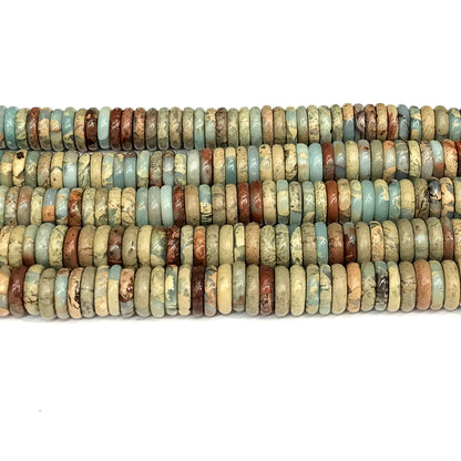 CJP576 Serpentine Jasper Beads Smooth Rondelle 3x10mm 15" Strand