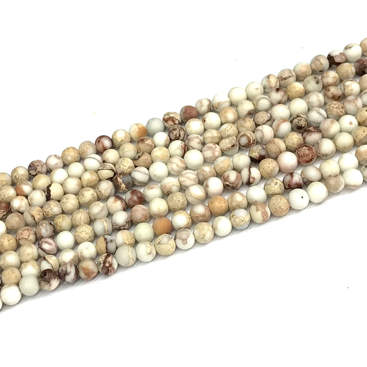 CJP585 Sea Sediment Jasper Beads Matte Round 4mm 15" Strand