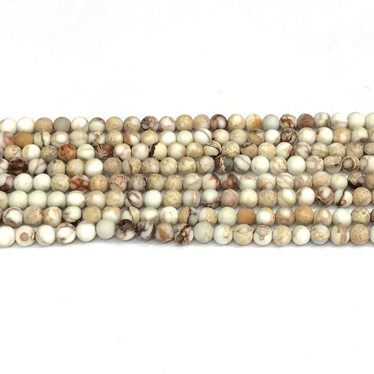 CJP585 Sea Sediment Jasper Beads Matte Round 4mm 15" Strand