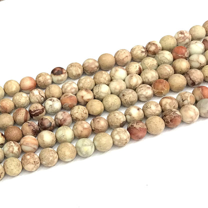 CJP587 Sea Sediment Jasper Beads Matte Round 8mm 15" Strand