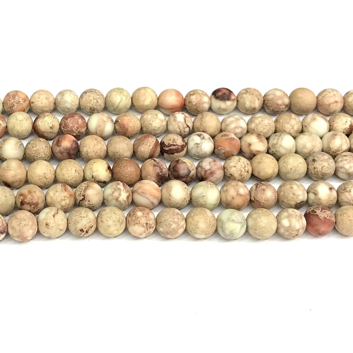 CJP587 Sea Sediment Jasper Beads Matte Round 8mm 15" Strand