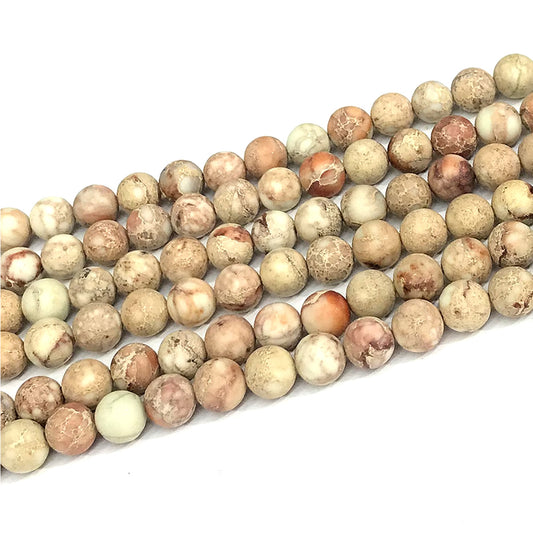 CJP588 Sea Sediment Jasper Beads Matte Round 10mm 15" Strand