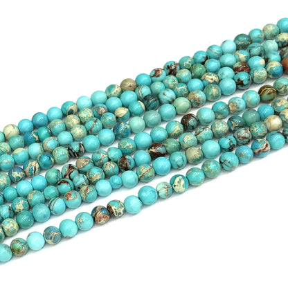 CJP590 Blue Sea Sediment Jasper Beads Smooth Round 4mm 15" Strand