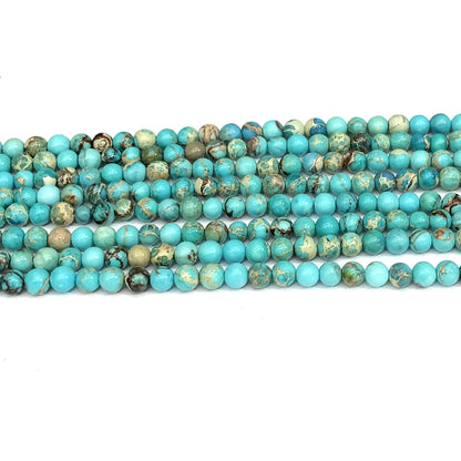 CJP590 Blue Sea Sediment Jasper Beads Smooth Round 4mm 15" Strand