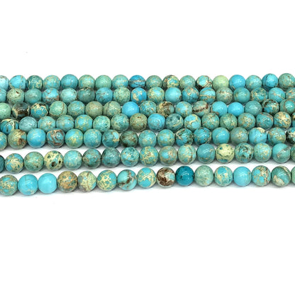 CJP591 Blue Sea Sediment Jasper Beads Smooth Round 6mm 15" Strand