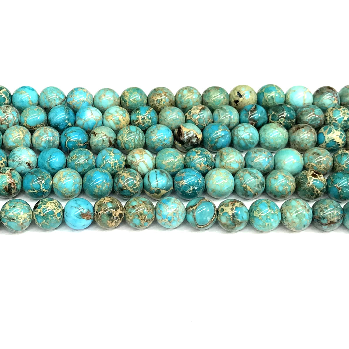 CJP592 Blue Sea Sediment Jasper Beads Smooth Round 8mm 15" Strand