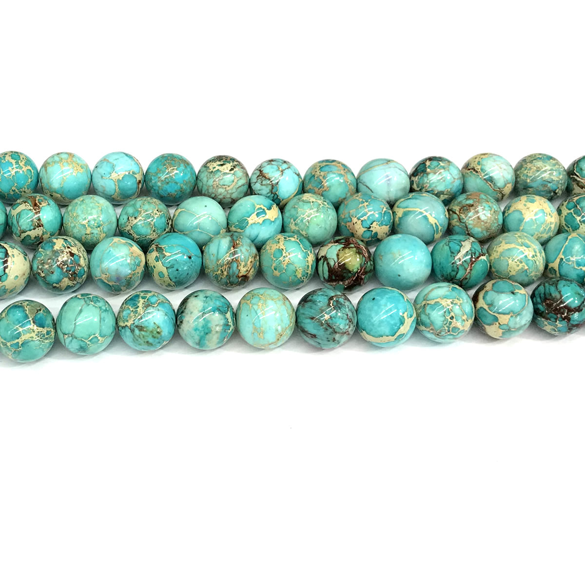 CJP593 Blue Sea Sediment Jasper Beads Smooth Round 10mm 15" Strand