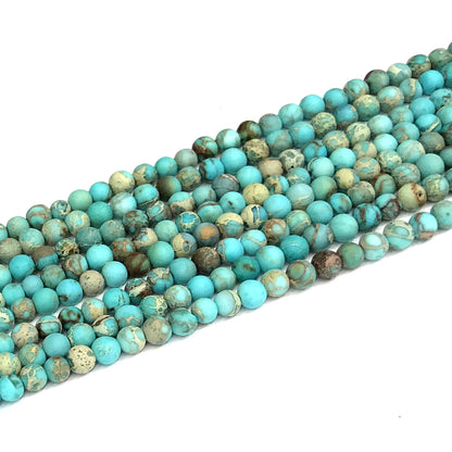 CJP598 Blue Sea Sediment Jasper Beads Matte Round 4mm 15" Strand