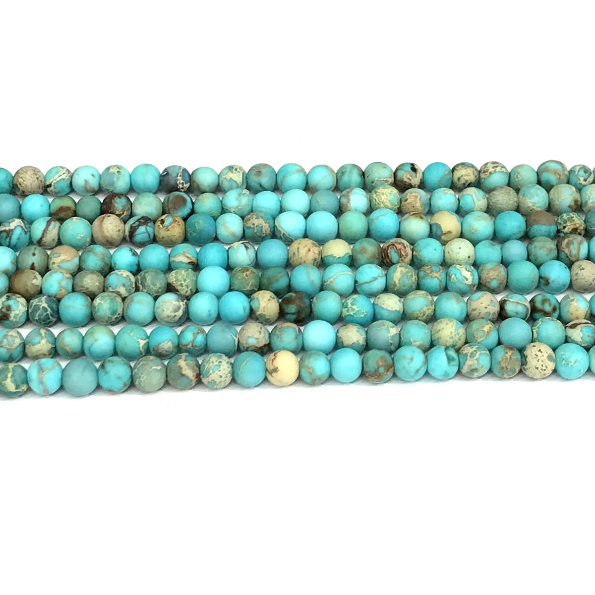 CJP598 Blue Sea Sediment Jasper Beads Matte Round 4mm 15" Strand