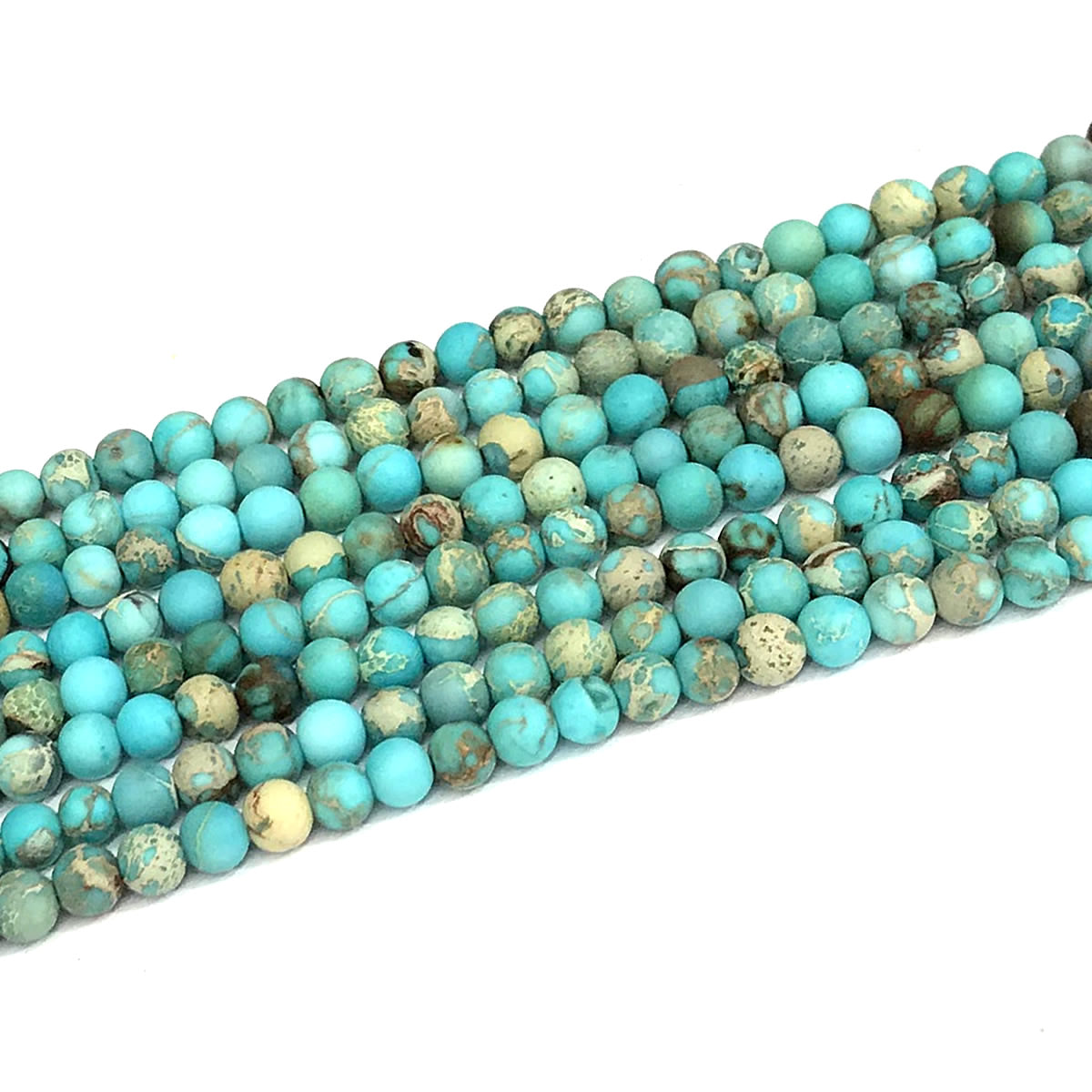 CJP599 Blue Sea Sediment Jasper Beads Matte Round 6mm 15" Strand