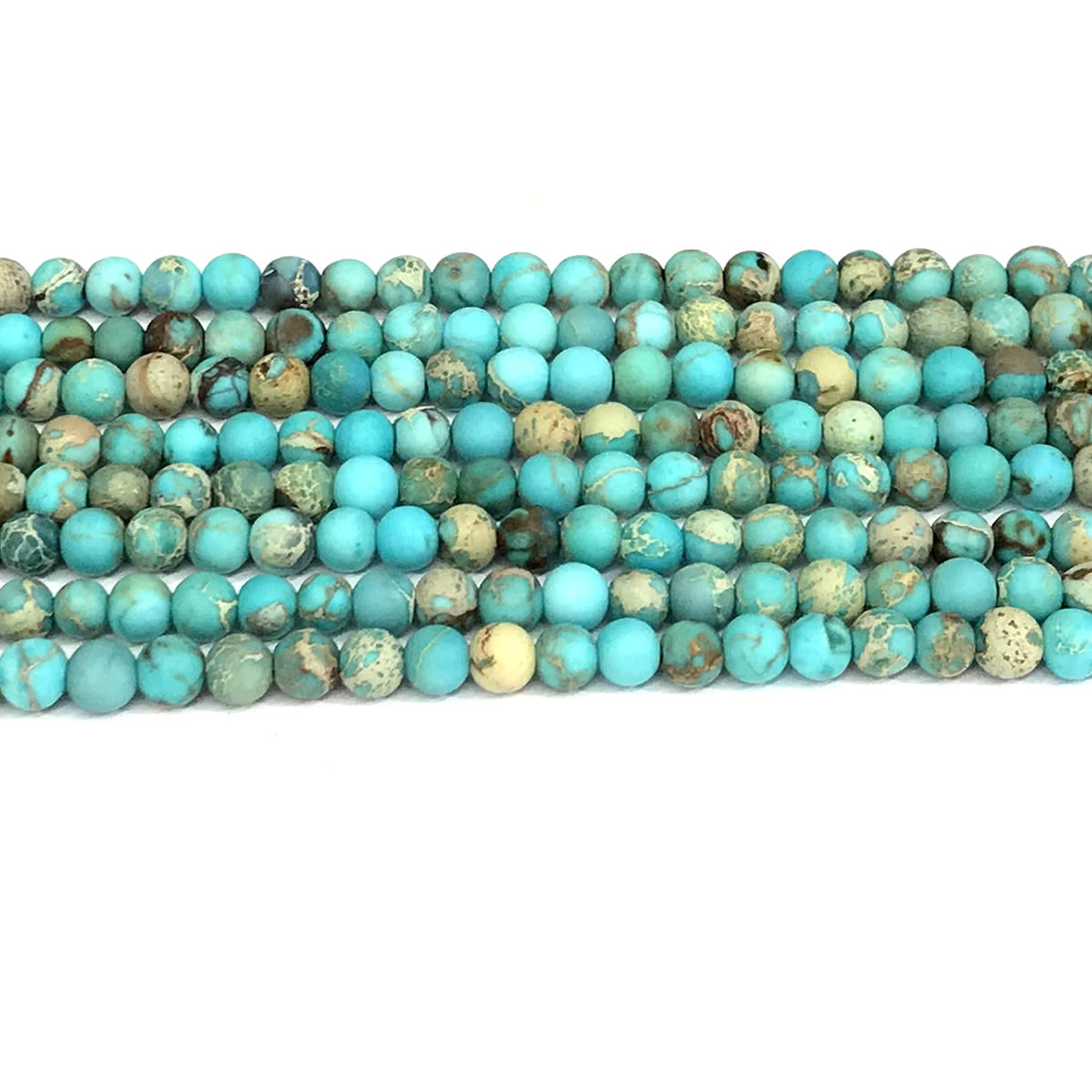 CJP599 Blue Sea Sediment Jasper Beads Matte Round 6mm 15" Strand