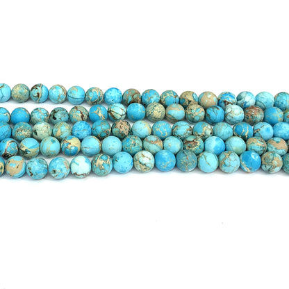 CJP600 Blue Sea Sediment Jasper Beads Matte Round 8mm 15" Strand