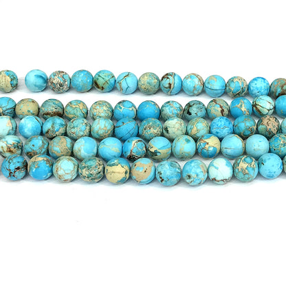 CJP601 Blue Sea Sediment Jasper Beads Matte Round 10mm 15" Strand