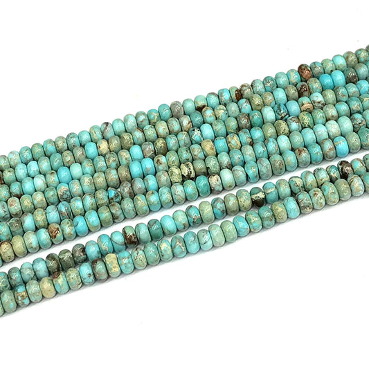 CJP603 Blue Sea Sediment Jasper Beads Smooth Rondelle 3x4mm 15" Strand