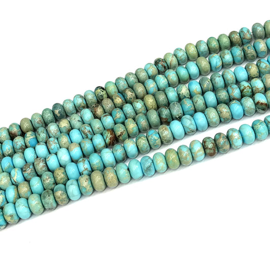 CJP604 Blue Sea Sediment Jasper Beads Smooth Rondelle 5x8mm 15" Strand