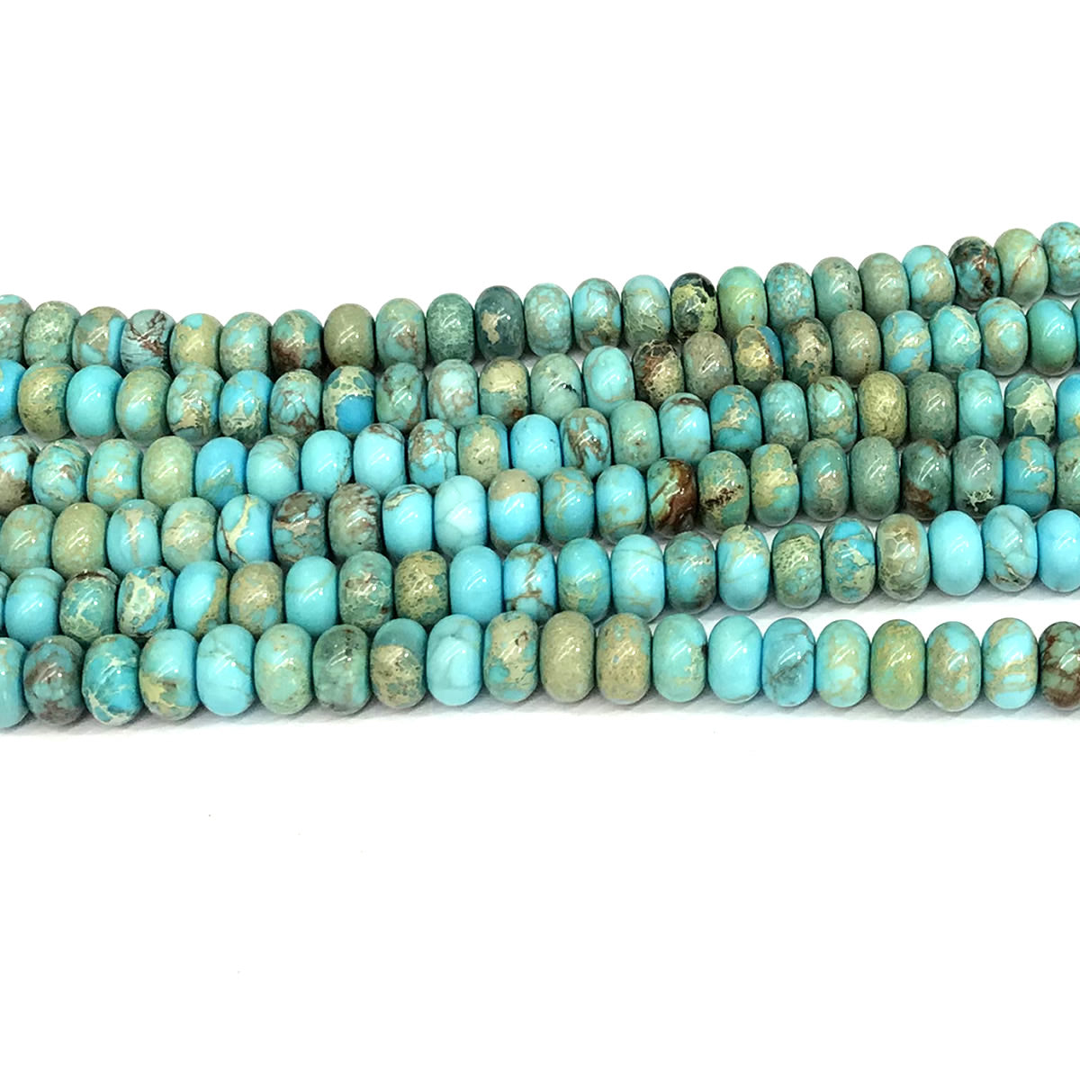 CJP604 Blue Sea Sediment Jasper Beads Smooth Rondelle 5x8mm 15" Strand