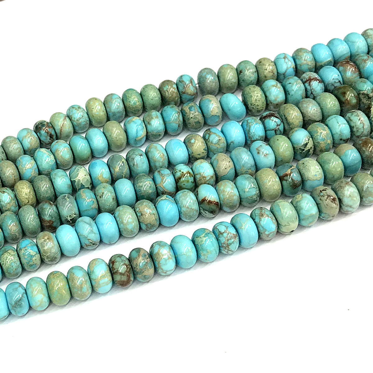 CJP605 Blue Sea Sediment Jasper Beads Smooth Rondelle 6x10mm 15" Strand