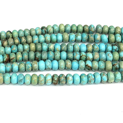 CJP605 Blue Sea Sediment Jasper Beads Smooth Rondelle 6x10mm 15" Strand